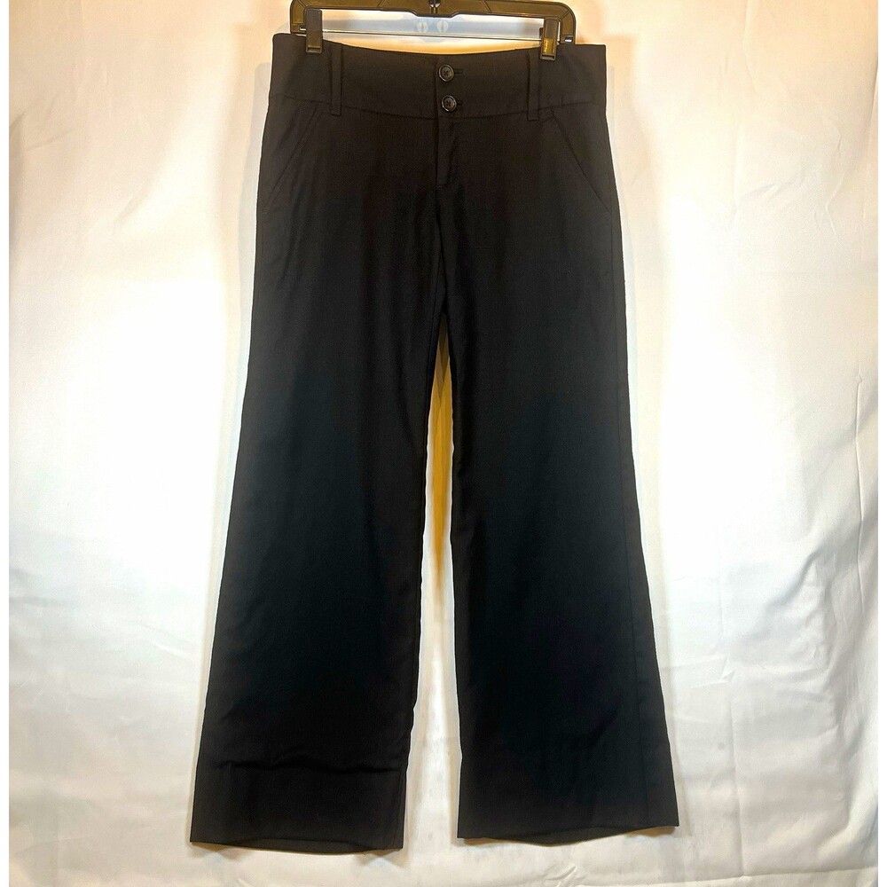 Banana Republic Women’s Pants Martin Black Wool Blend Twill Pleated Wide-Leg 6